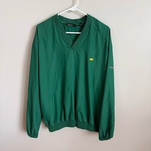 Vintage Masters Tournament Large Green V Neck Windbreaker Jacket Pullover